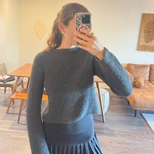 Aerie Charcoal Fuzzy Pullover